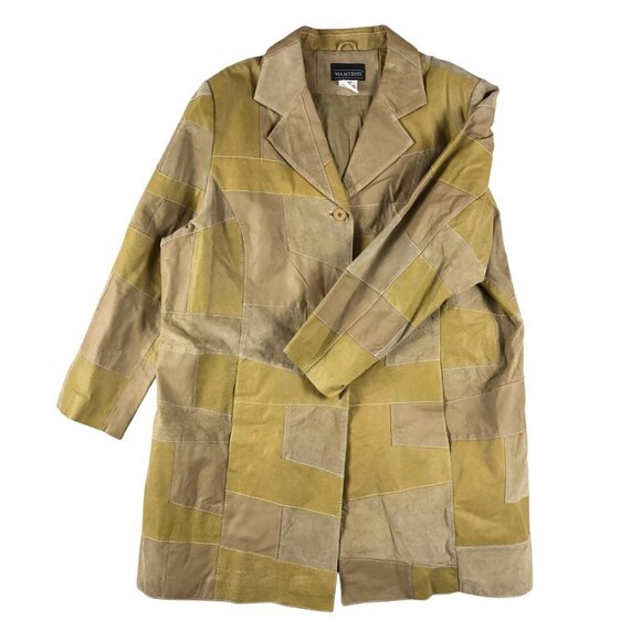 Via Accenti Jackets & Blazers - Plus Size 3X/4X Vintage Leather Patchwork Jacket VIA ACCENTI